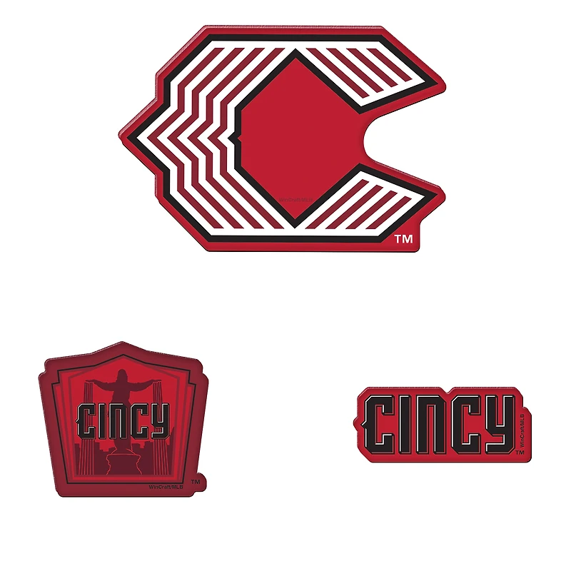 WinCraft Cincinnati Reds 2026 City Connect 3-Pack Premium Acrylic Fridge Magnet Set