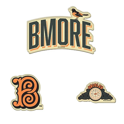 WinCraft Baltimore Orioles 2026 City Connect 3-Pack Premium Acrylic Fridge Magnet Set