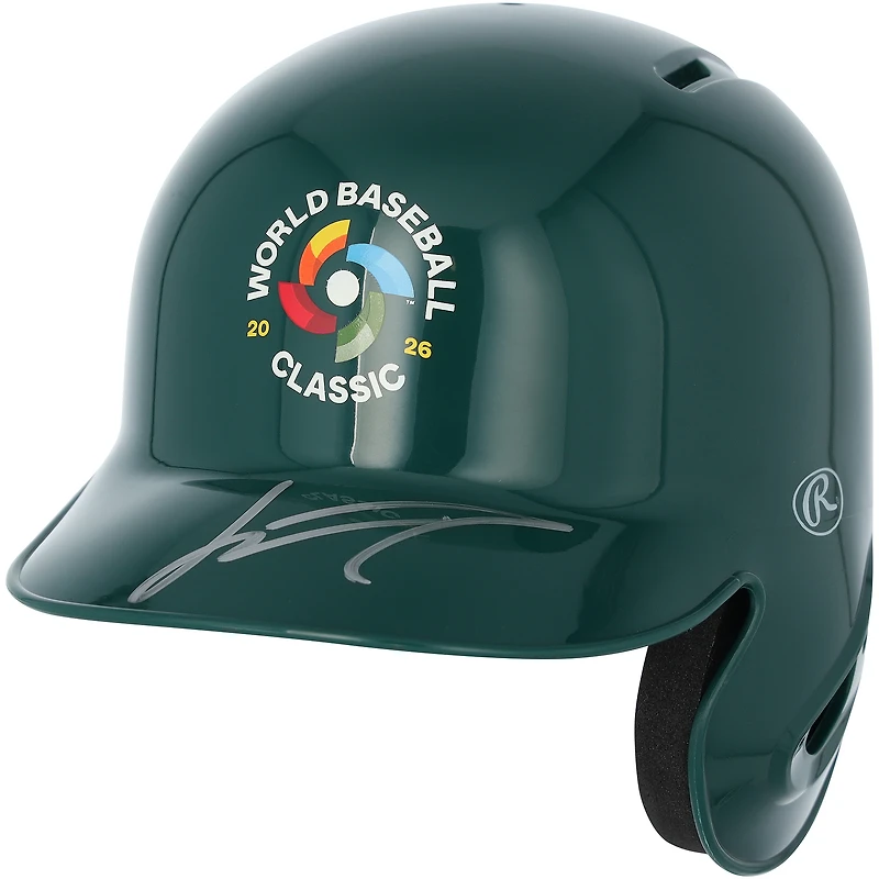 Junior Caminero Dominican Republic Baseball Autographed 2026 World Baseball Classic Logo Mini Batting Helmet