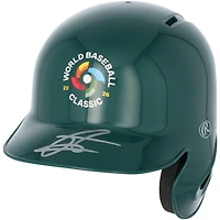 Julio Rodriguez Dominican Republic Baseball Autographed 2026 World Baseball Classic Logo Mini Batting Helmet