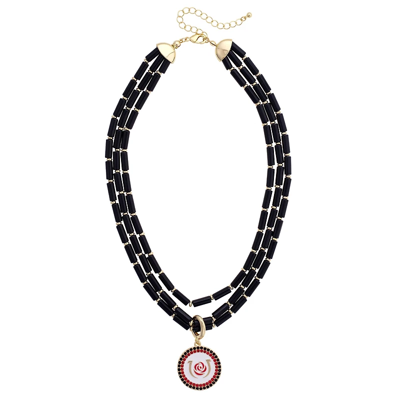 CANVAS Style Kentucky Derby  Pave Disc Multi-Strand Beaded Necklace