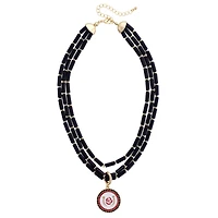 CANVAS Style Kentucky Derby  Pave Disc Multi-Strand Beaded Necklace