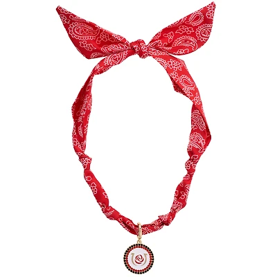CANVAS Style Kentucky Derby  Bandana Scarf Necklace with 18k Gold-Plated Pave Pendant