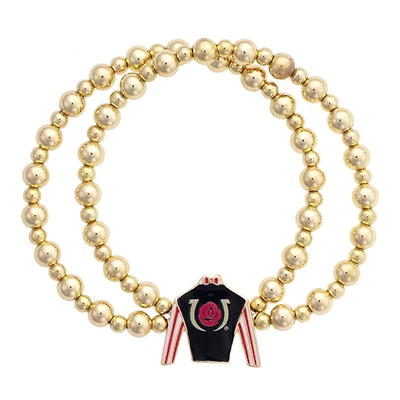 CANVAS Style Kentucky Derby  Jockey 18k Gold-Plated Two-Row Beaded Bracelet