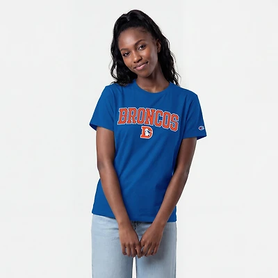 Women's Champion Royal Denver Broncos Arched Over Throwback Logo T-Shirt