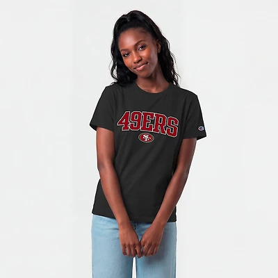 Women's Champion Black San Francisco 49ers Arched Over Logo T-Shirt