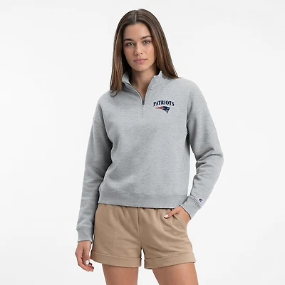 Women's Champion  Heather Gray New England Patriots Powerblend Quarter-Zip Sweatshirt