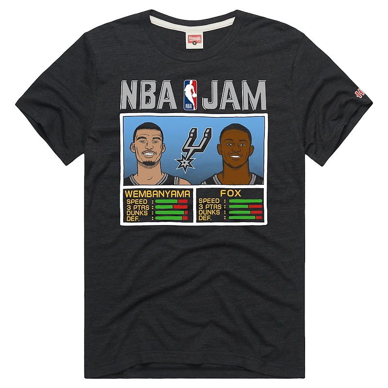 Unisex Homage Victor Wembanyama & De'Aaron Fox Charcoal San Antonio Spurs NBA Jam Tri-Blend T-Shirt