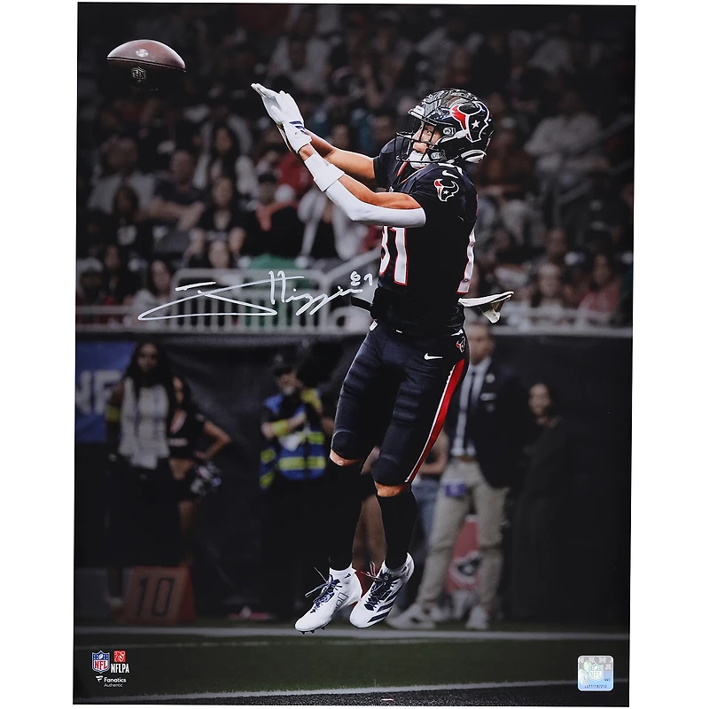 Jayden Higgins Houston Texans Autographed 16" x 20" Touchdown Catch Spotlight Photograph