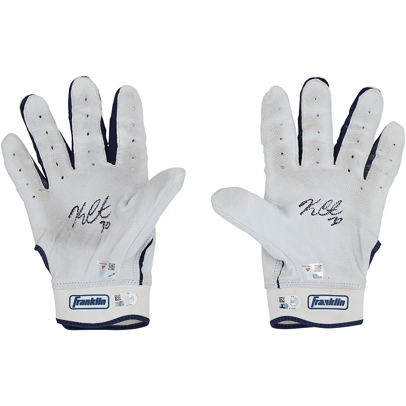 Kerry Carpenter Detroit Tigers Autographed Game-Used White/Navy Franklin Batting Gloves from the 2025 MLB Season - HH98516601-02