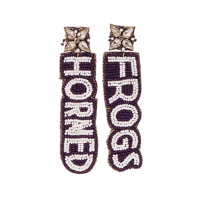 TCU Horned Frogs Beaded Earrings