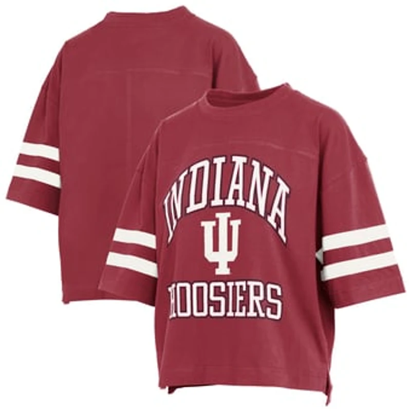 Women's Pressbox Crimson Indiana Hoosiers Wayne Tyler Cropped T-Shirt