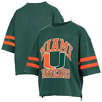 Women's Pressbox  Green Miami Hurricanes Wayne Tyler Cropped T-Shirt