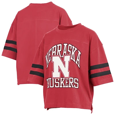 Women's Pressbox  Scarlet Nebraska Huskers Wayne Tyler Cropped T-Shirt