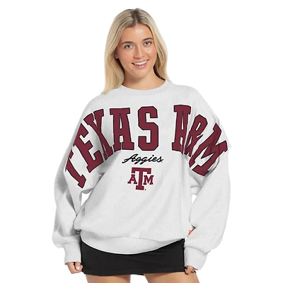 Women's Pressbox Heather Gray Texas A&M Aggies Flannigan Oversized Fleece Sweatshirt