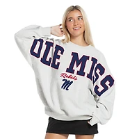 Women's Pressbox Heather Gray Ole Miss Rebels Flannigan Oversized Fleece Sweatshirt