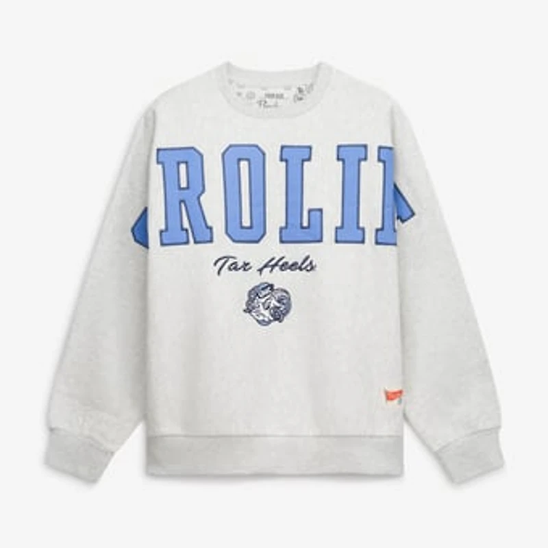 Women's Pressbox Heather Gray North Carolina Tar Heels Flannigan Oversized Fleece Sweatshirt