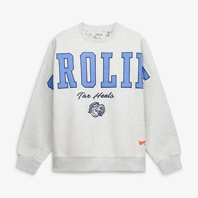 Women's Pressbox Heather Gray North Carolina Tar Heels Flannigan Oversized Fleece Sweatshirt