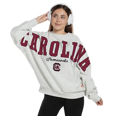 Women's Pressbox Heather Gray South Carolina Gamecocks Flannigan Oversized Fleece Sweatshirt
