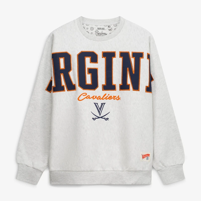 Women's Pressbox Heather Gray Virginia Cavaliers Flannigan Oversized Fleece Sweatshirt