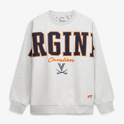 Women's Pressbox Heather Gray Virginia Cavaliers Flannigan Oversized Fleece Sweatshirt