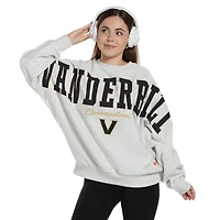 Women's Pressbox Heather Gray Vanderbilt Commodores Flannigan Oversized Fleece Sweatshirt