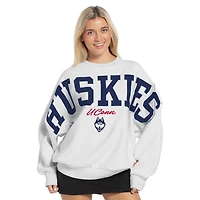Women's Pressbox Heather Gray UConn Huskies Flannigan Oversized Fleece Sweatshirt