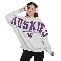 Women's Pressbox Heather Gray Washington Huskies Flannigan Oversized Fleece Sweatshirt