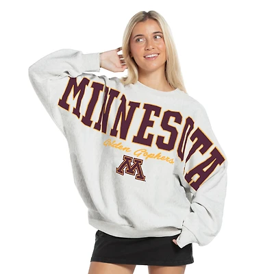 Women's Pressbox Heather Gray Minnesota Golden Gophers Flannigan Oversized Fleece Sweatshirt