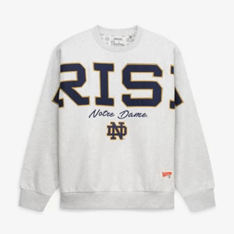 Women's Pressbox Heather Gray Notre Dame Fighting Irish Flannigan Oversized Fleece Sweatshirt
