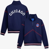Women's Terez  Navy Chicago Cubs Baseball Stitch Quarter-Zip Pullover