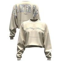 Women's Fanatics  Light Beige San Diego Padres Spirit Floral Script Cropped Long-Sleeve T-Shirt