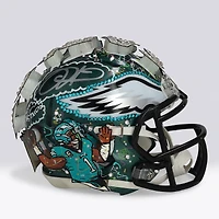Jalen Hurts Philadelphia Eagles Autographed Riddell Speed Mini Helmet - Art by Charles Fazzino - NF70444384