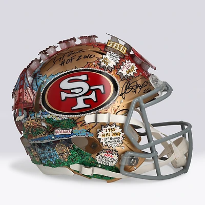 Jerry Rice San Francisco 49ers Autographed Riddell Speed Authentic Helmet with "HOF 2010" Inscription - Art by Charles Fazzino - NF70444397