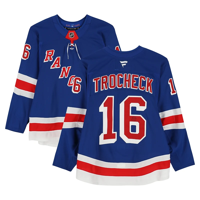 Vincent Trocheck New York Rangers Autographed Game-Used #16 Blue Jersey vs. Utah Hockey Club on October 12, 2024
