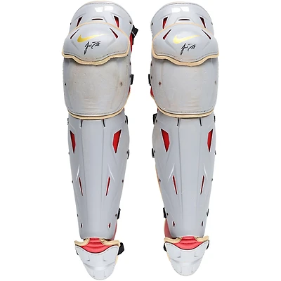 J.T. Realmuto Philadelphia Phillies Autographed Game-Used Gray Nike Shin Guards from the 2025 MLB Season - NF70450487-88