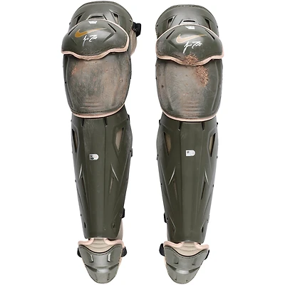 J.T. Realmuto Philadelphia Phillies Autographed Game-Used Green Nike Shin Guards vs. Washington Nationals on May 18, 2024 - Armed Forces Day