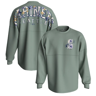 Women's Fanatics Sage Green Seattle Mariners Floral Spirit Jersey Long Sleeve T-Shirt