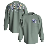 Women's Fanatics  Sage Green Chicago Cubs Floral Spirit Jersey Long Sleeve T-Shirt