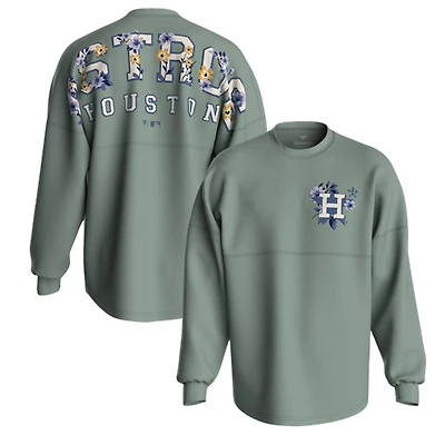 Women's Fanatics  Sage Green Houston Astros Floral Spirit Jersey Long Sleeve T-Shirt
