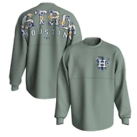 Women's Fanatics  Sage Green Houston Astros Floral Spirit Jersey Long Sleeve T-Shirt