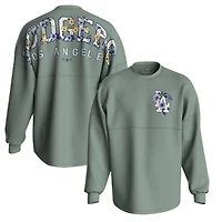 Women's Fanatics  Sage Green Los Angeles Dodgers Floral Spirit Jersey Long Sleeve T-Shirt