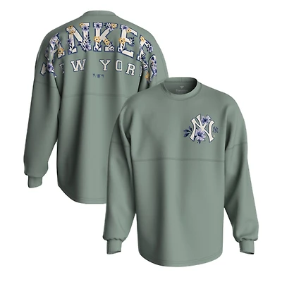 Women's Fanatics  Sage Green New York Yankees Floral Spirit Jersey Long Sleeve T-Shirt