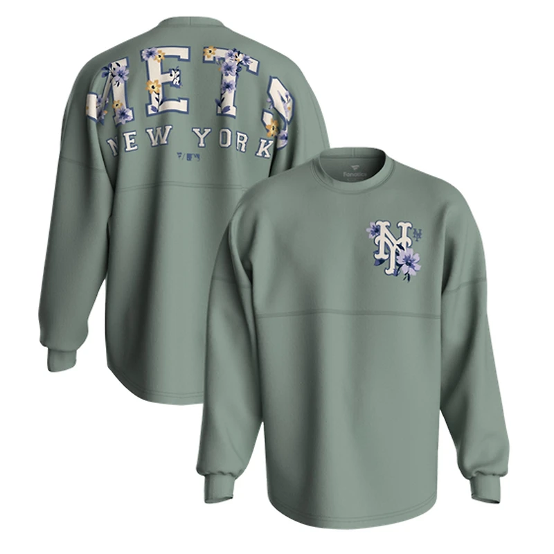 Women's Fanatics Sage Green New York Mets Floral Spirit Jersey Long Sleeve T-Shirt