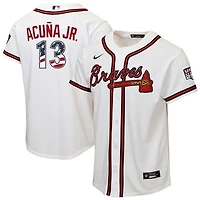 Youth Nike Ronald Acuña Jr. White Atlanta Braves USA 250 Fourth of July Home Replica Jersey