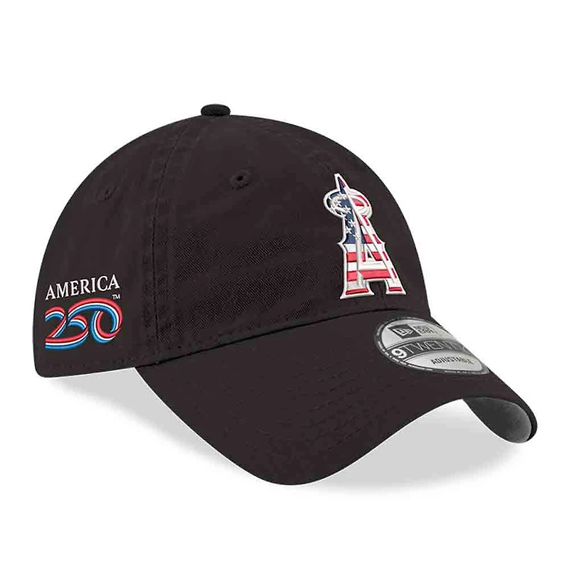 Men's New Era Black Los Angeles Angels America 250 9TWENTY Adjustable Hat