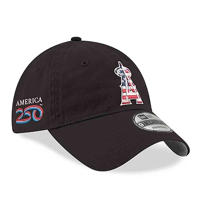 Men's New Era Black Los Angeles Angels America 250 9TWENTY Adjustable Hat