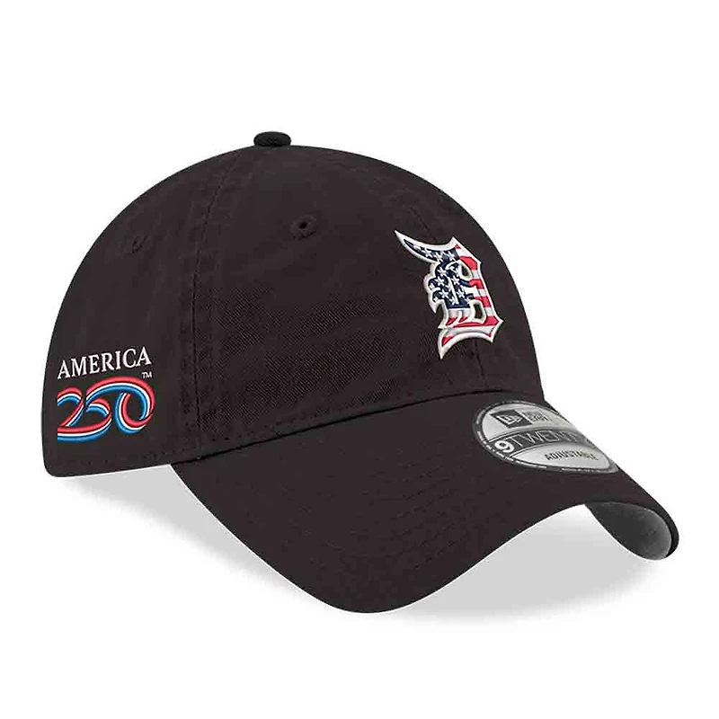 Men's New Era Black Detroit Tigers America 250 9TWENTY Adjustable Hat