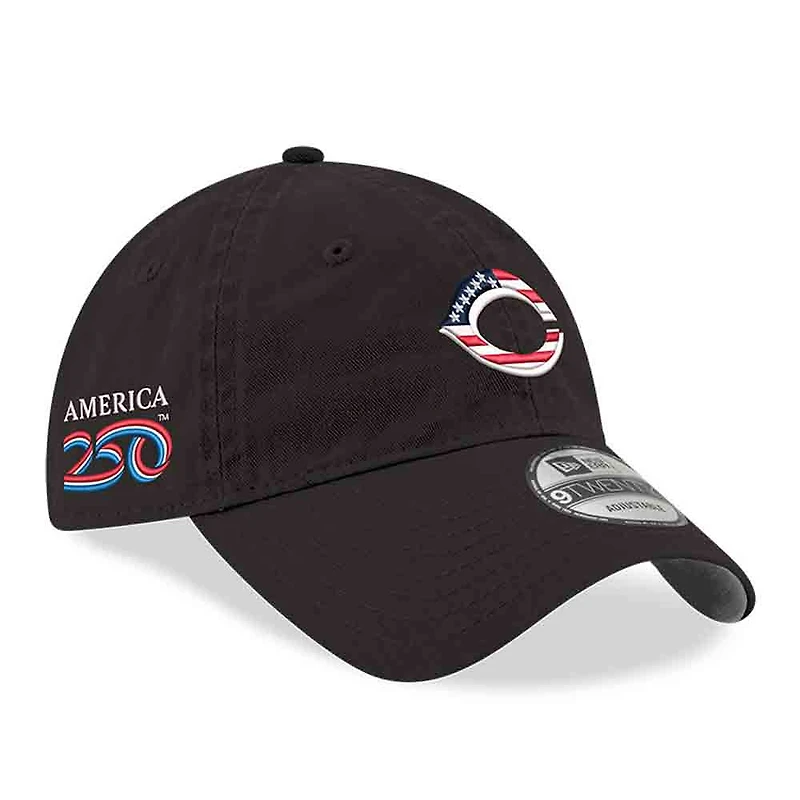 Men's New Era Black Cincinnati Reds America 250 9TWENTY Adjustable Hat