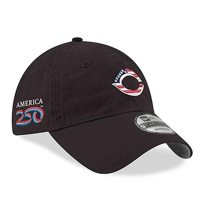 Men's New Era Black Cincinnati Reds America 250 9TWENTY Adjustable Hat